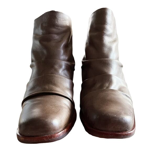 KORK EASE Kissel Ankle Boots Ruched Leather Block Stacked Heels Back Zipper 9M - Picture 5 of 14